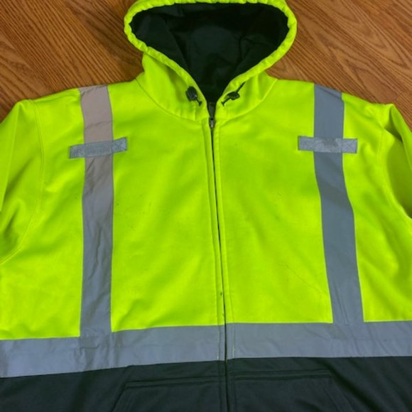 XL Hi Visibility Insulated Full Zip PPE black/neon Green - Picture 3 of 9